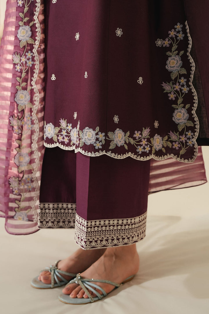 Cross Stitch - Berry Mist Lawn Embroidered Suit For Women - 3 Piece