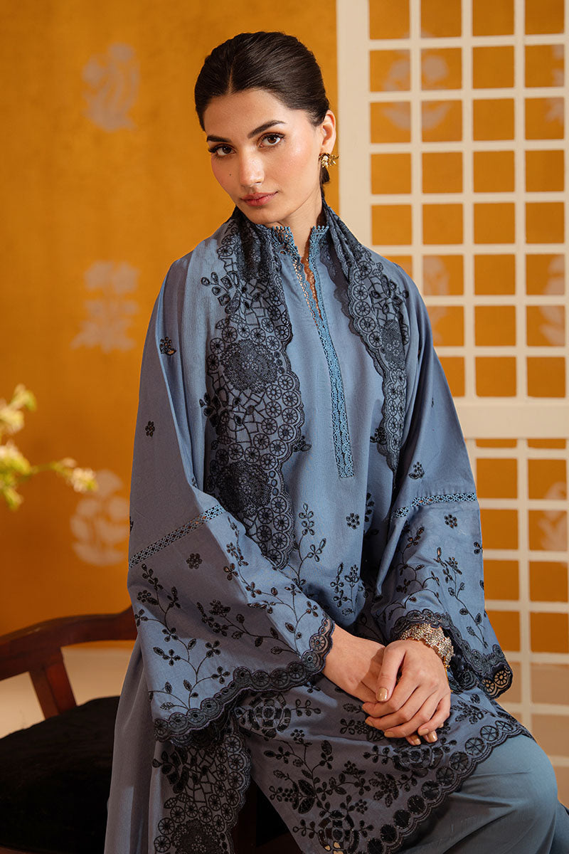 Cross Stitch - Beryl Dusk Chikankari Lawn Unstitch Suit For Women - 3 Piece