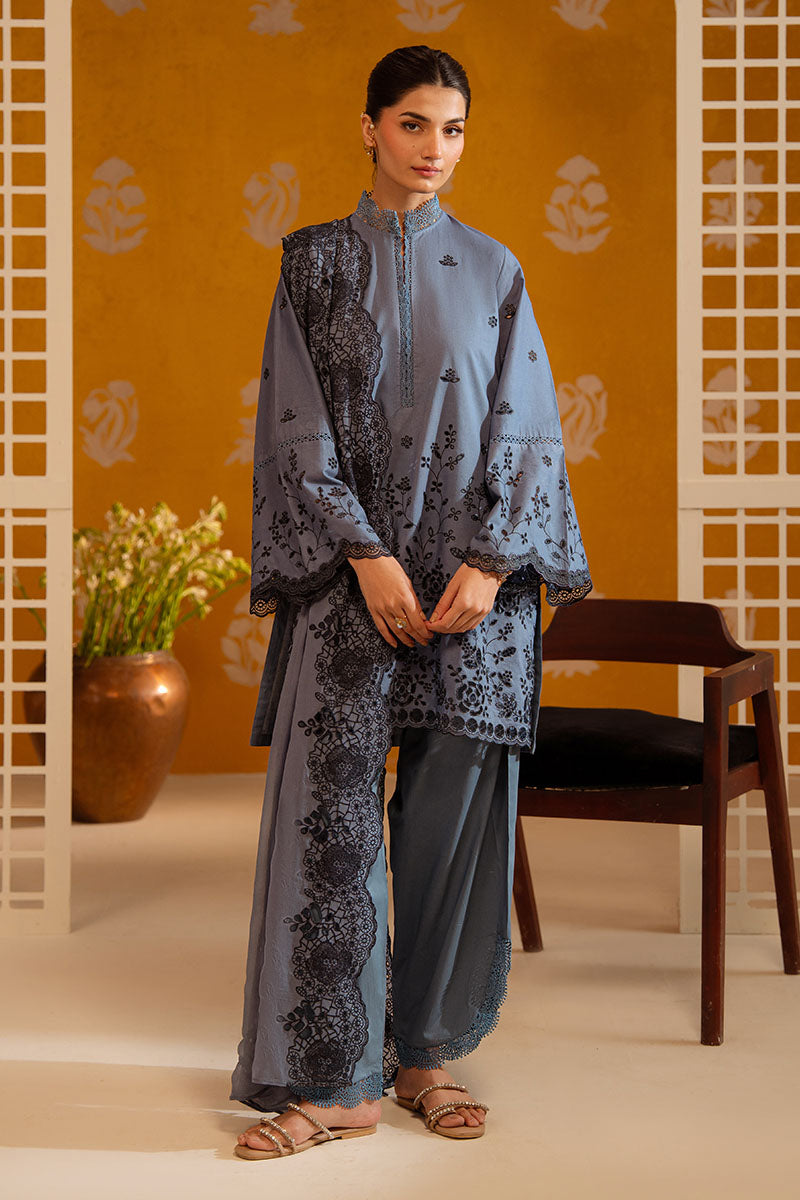 Cross Stitch - Beryl Dusk Chikankari Lawn Unstitch Suit For Women - 3 Piece