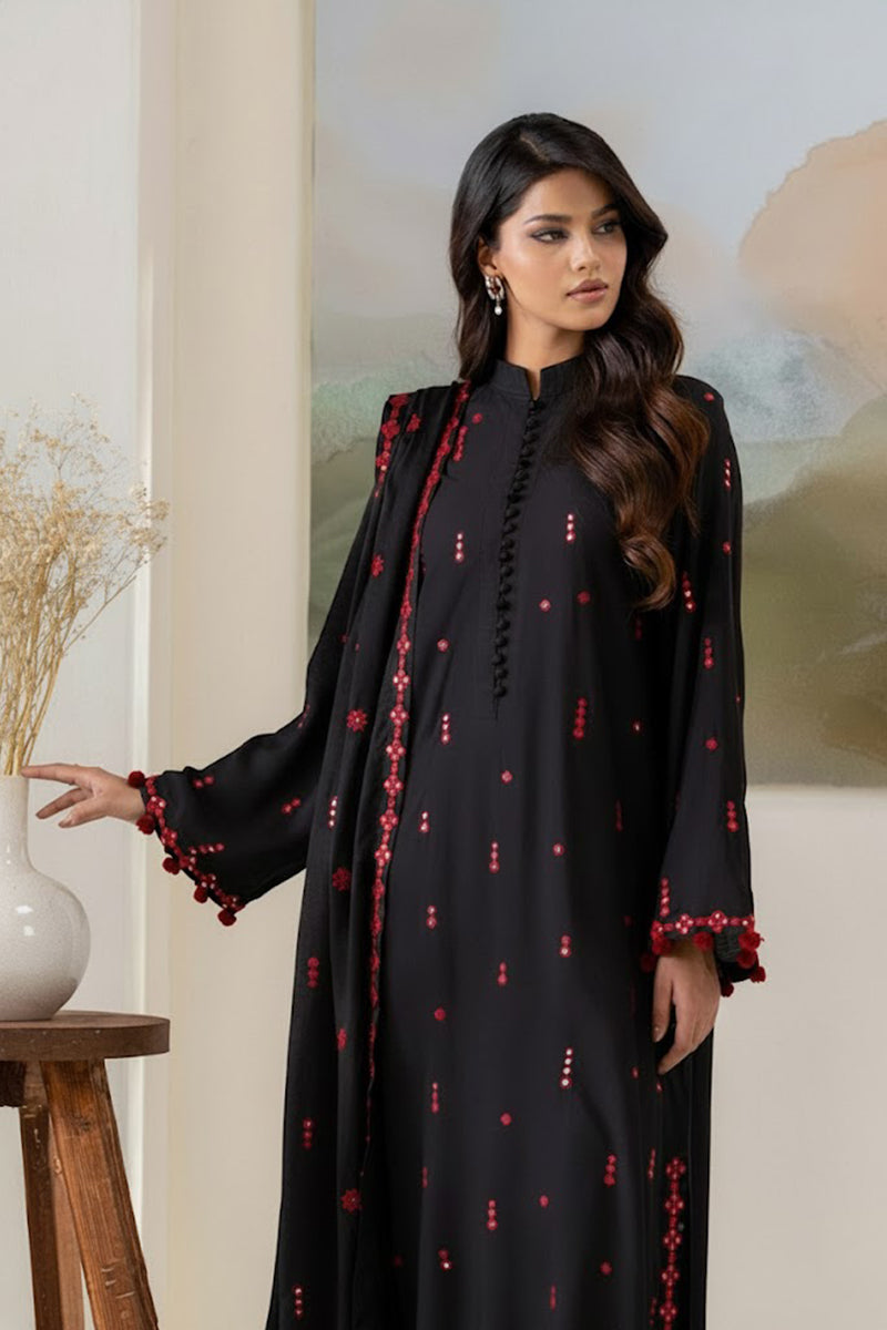 Cross Stitch - Black Muse Linen Suit For Women - Black - 2 Piece