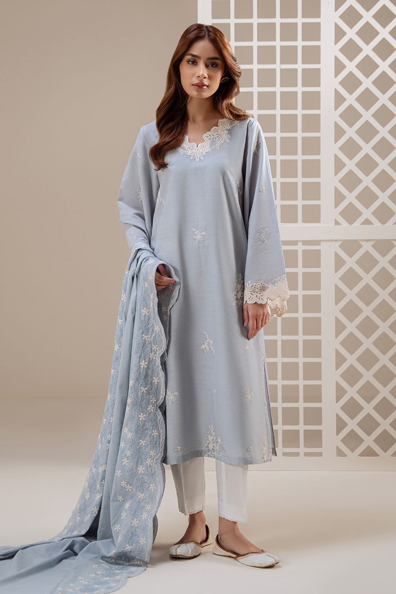 Cross Stitch - Blue Mist Lawn Suit For Women - Blue - 2 Piece