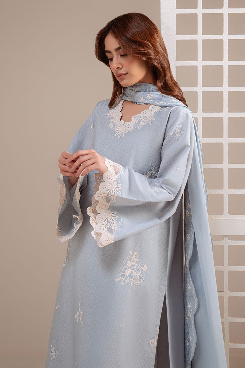 Cross Stitch - Blue Mist Lawn Suit For Women - Blue - 2 Piece
