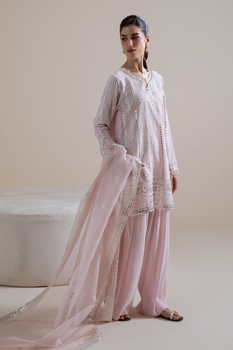 Cross Stitch - Blush Aura Pink Unstitch Suit For Women - 3 Piece