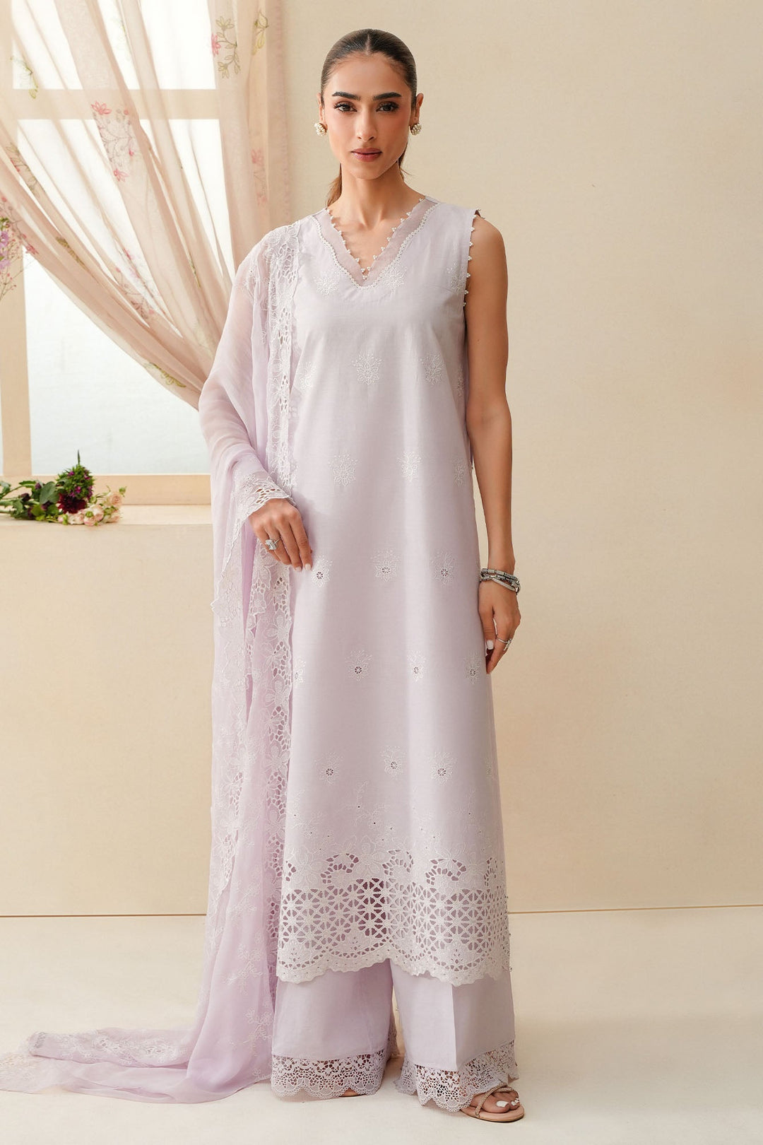 Cross Stitch - Blush Breeze Chikankari Lawn Unstitch Suit For Women - 3 Piece