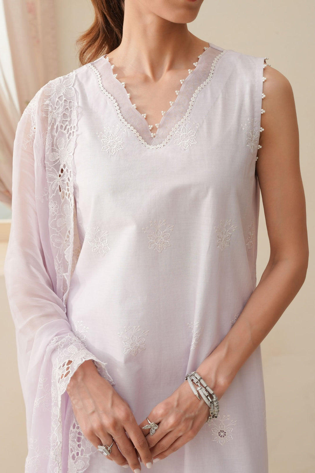 Cross Stitch - Blush Breeze Chikankari Lawn Unstitch Suit For Women - 3 Piece
