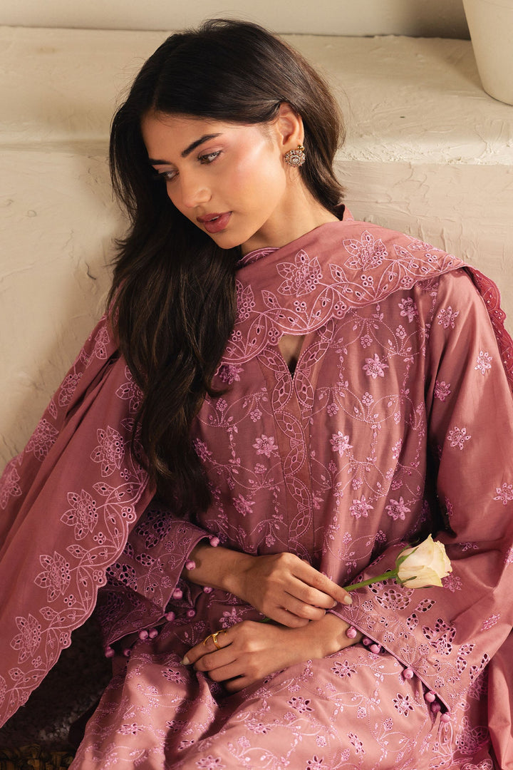 Cross Stitch - Blush Embrace Cambric Suit For Women - Pink - 3 Piece