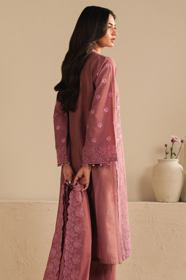 Cross Stitch - Blush Embrace Cambric Suit For Women - Pink - 3 Piece