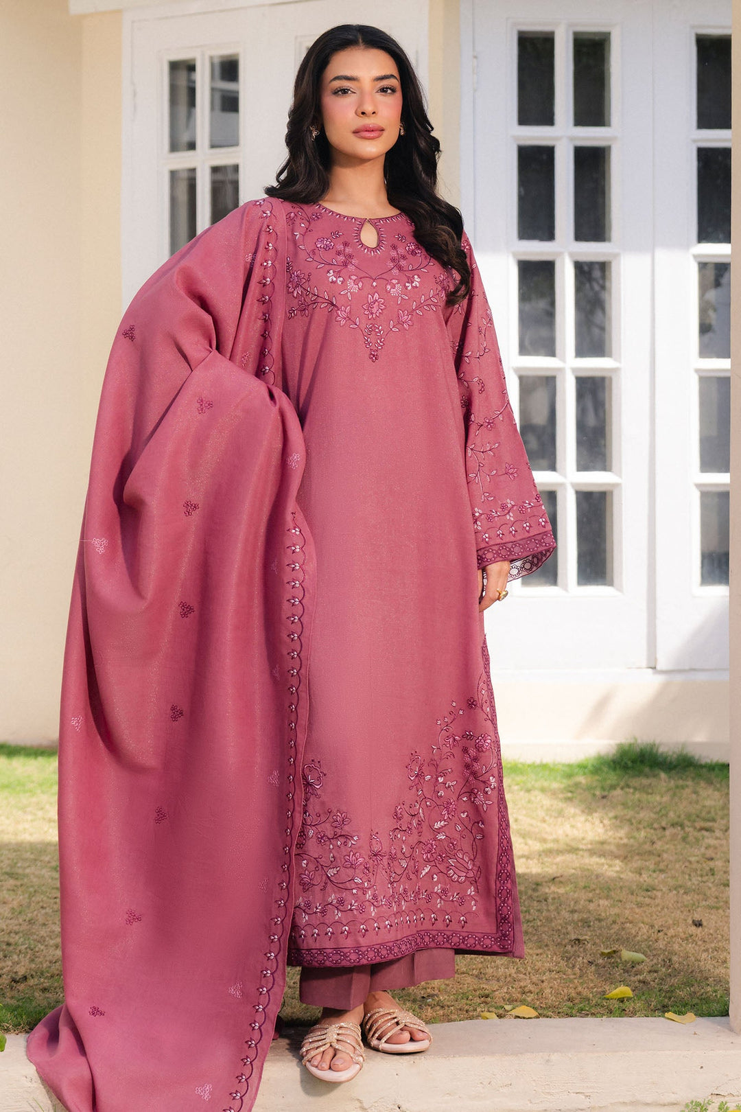Cross Stitch - Blush Mist Net Suit For Women - Pink - 2 Piece