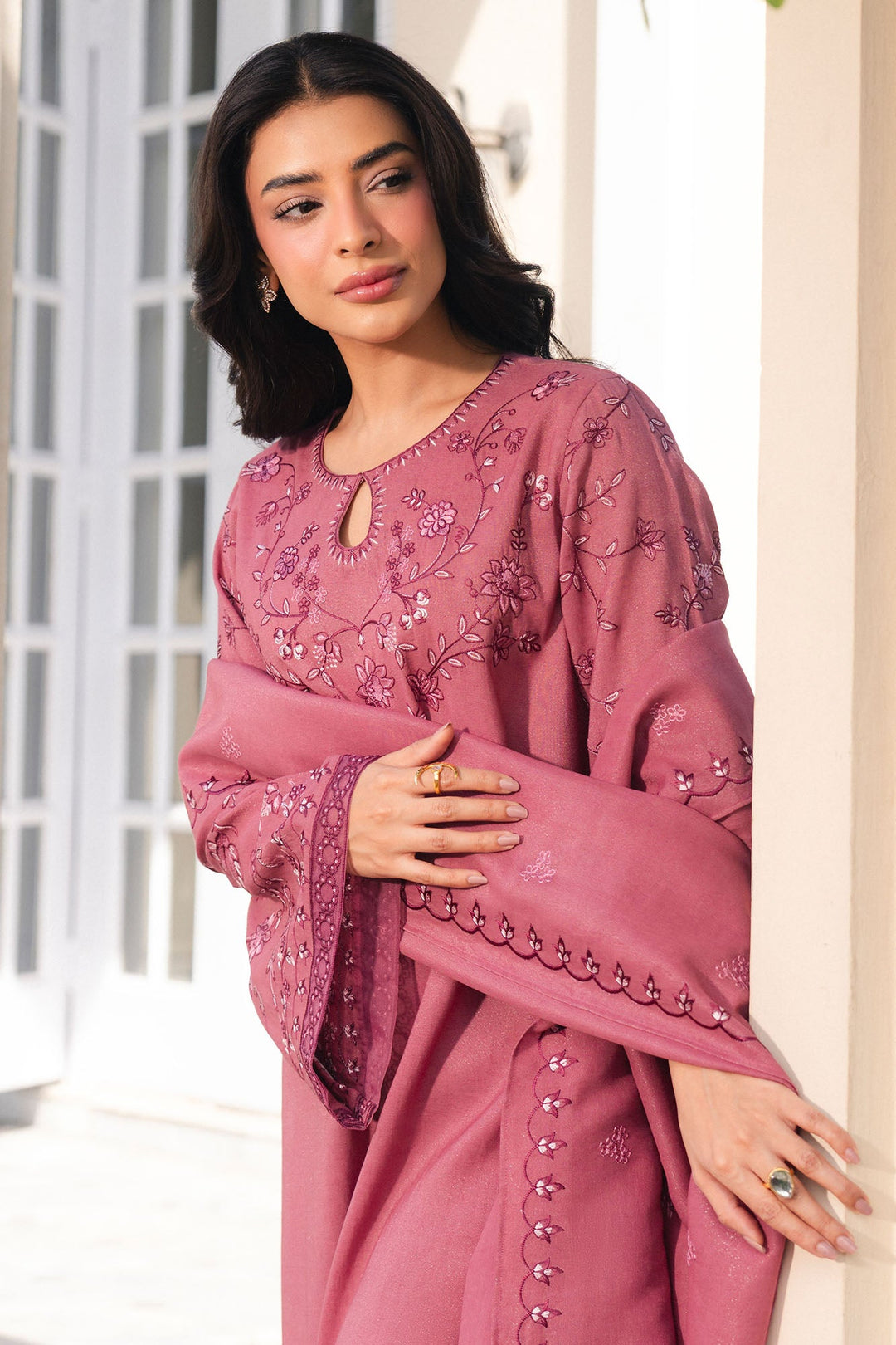 Cross Stitch - Blush Mist Net Suit For Women - Pink - 2 Piece