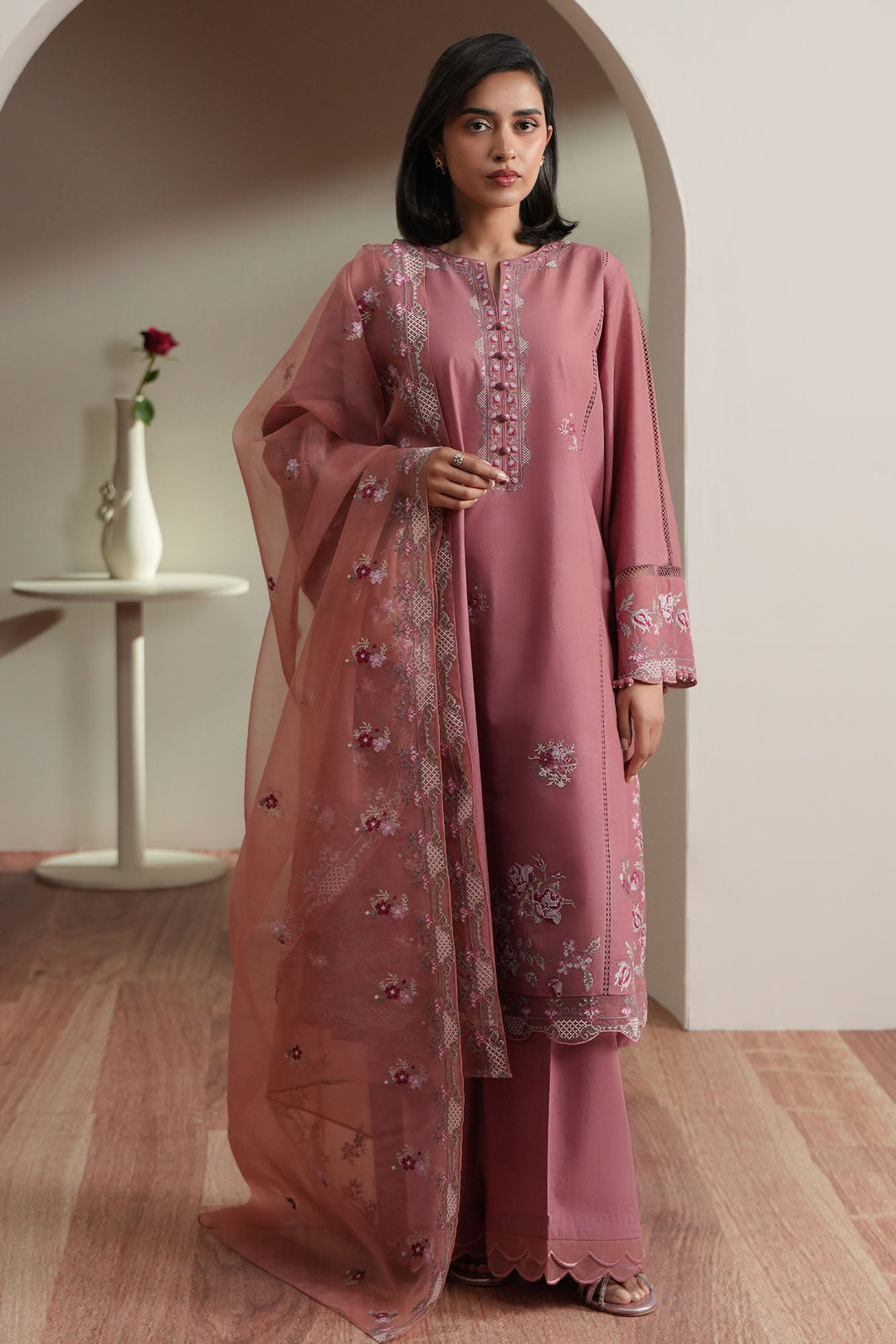 Cross Stitch - Blush Tapestry Embroidered Lawn Unstitch Suit For Women - 3 Piece