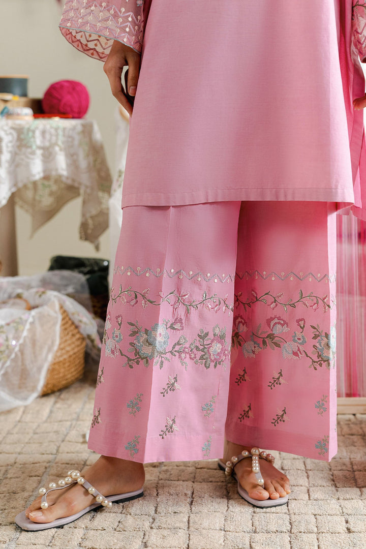 Cross Stitch - Blush Thread Cambric Suit For Women - Pink - 2 Piece