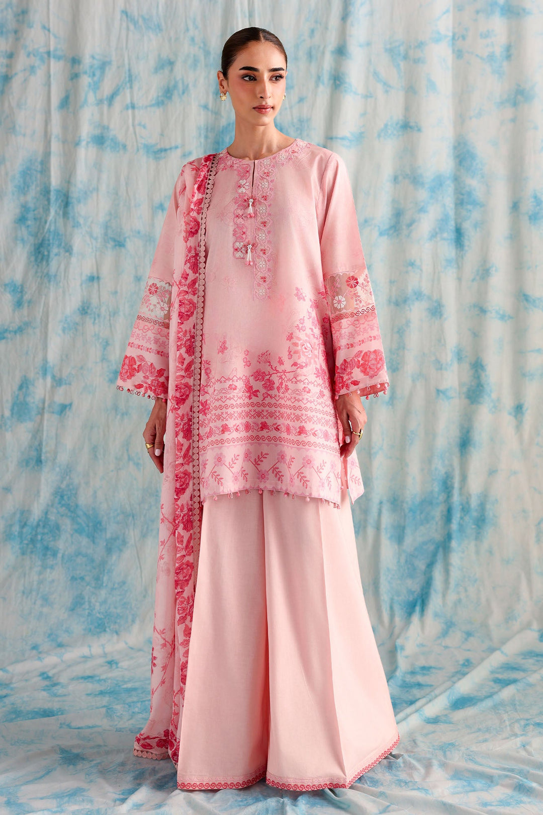 Cross Stitch - Blush Threads Printed Lawn Unstitch Suit For Women - 3 Piece