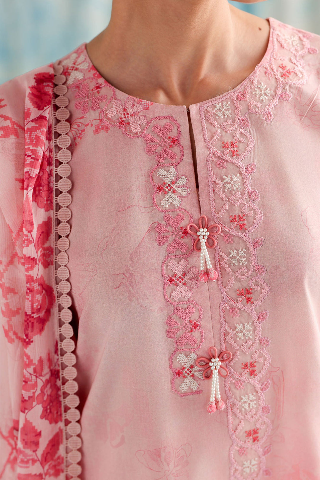Cross Stitch - Blush Threads Printed Lawn Unstitch Suit For Women - 3 Piece