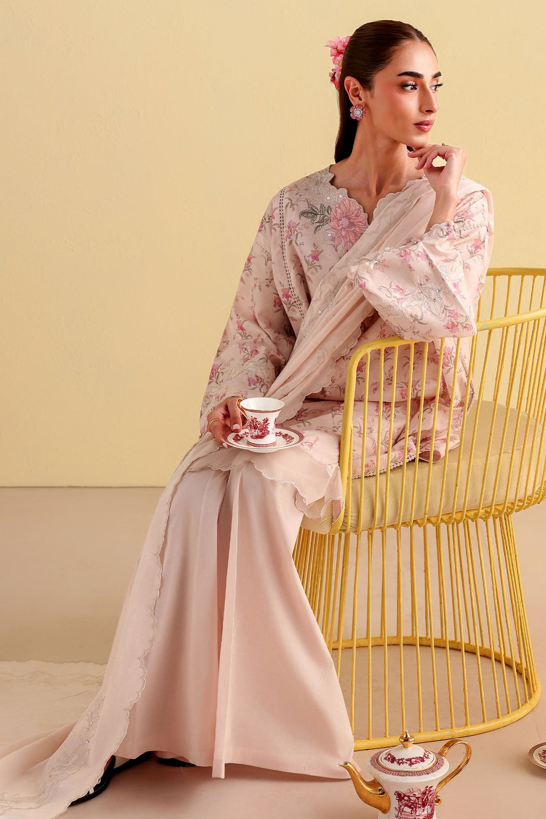 Cross Stitch - Botanical Bliss Printed Lawn Unstitch Suit For Women - 3 Piece