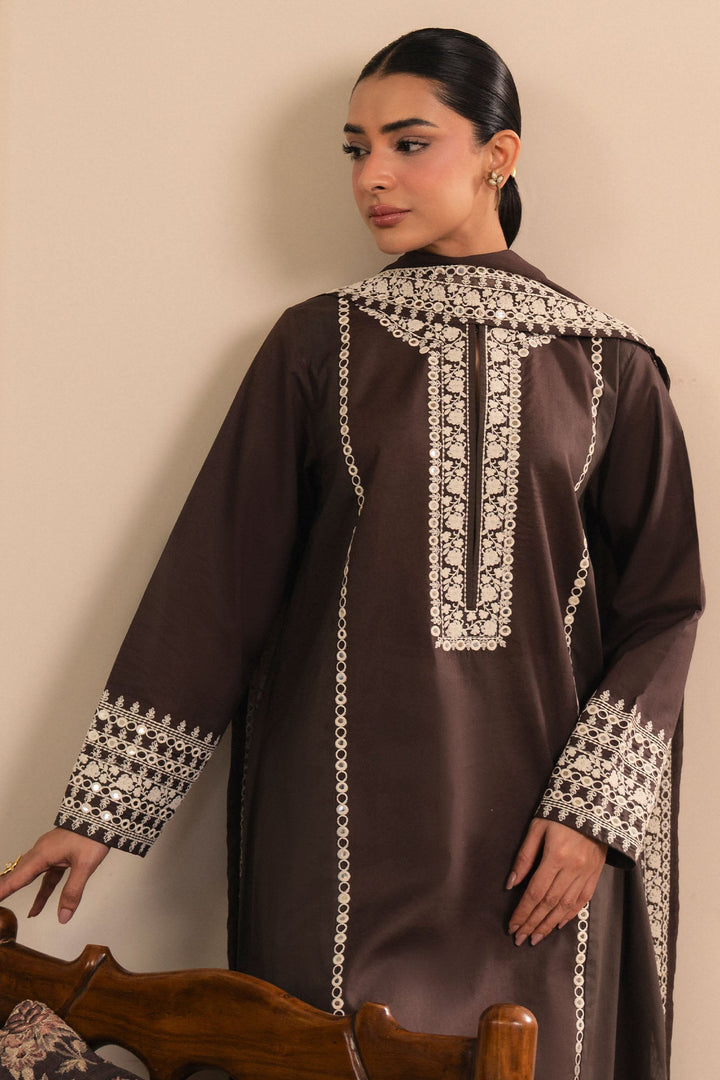 Cross Stitch - Brownie Cambric Suit For Women - Brown - 2 Piece