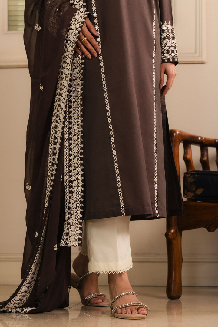 Cross Stitch - Brownie Cambric Suit For Women - Brown - 2 Piece