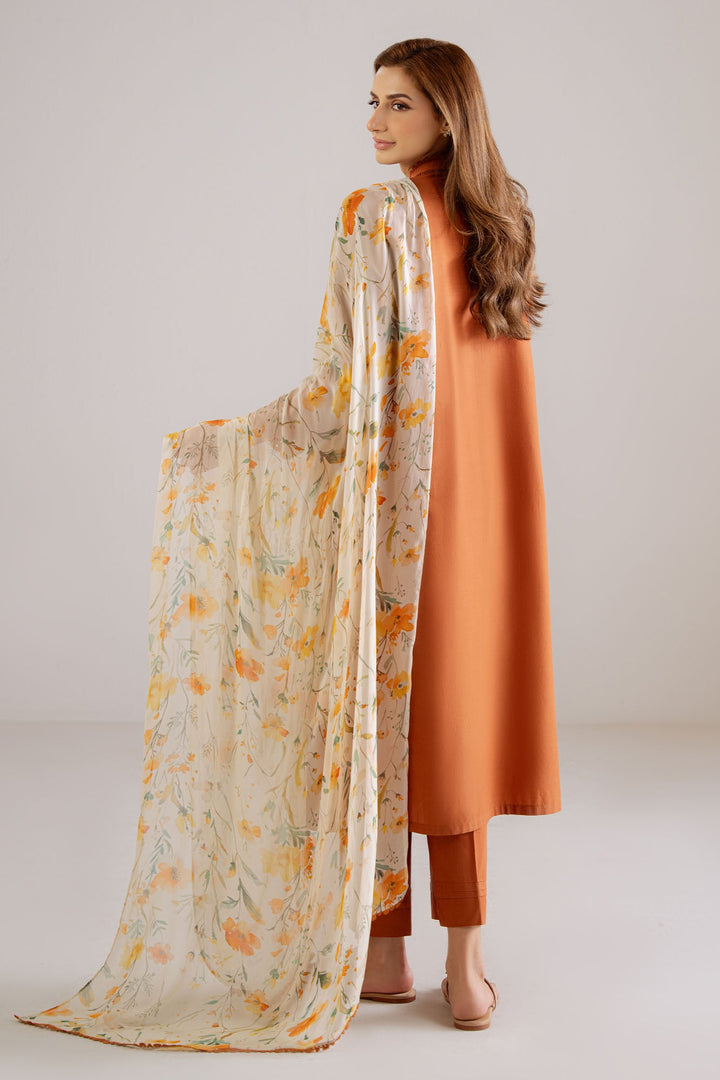 Cross Stitch - Burnt Orange Cambric Suit For Women - Orange - 3 Piece