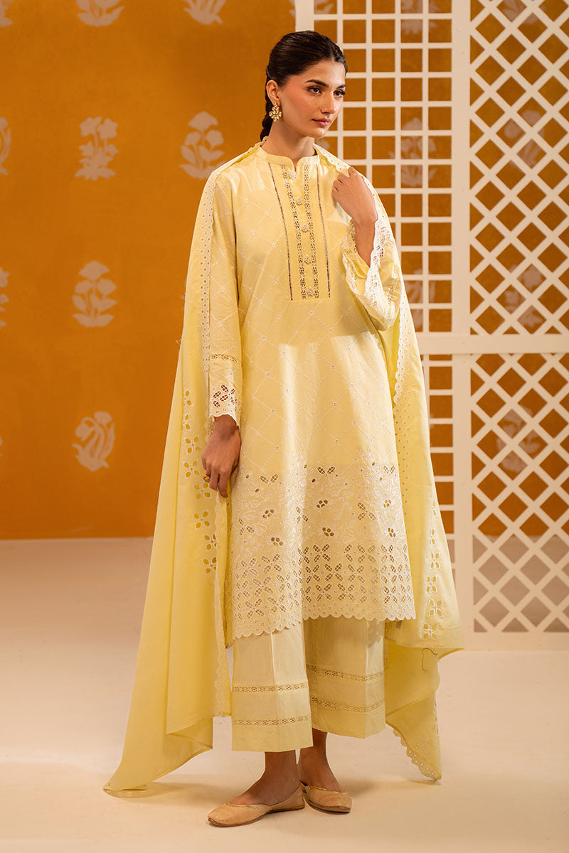Cross Stitch - Butter Bliss Chikankari Lawn Unstitch Suit For Women - 3 Piece