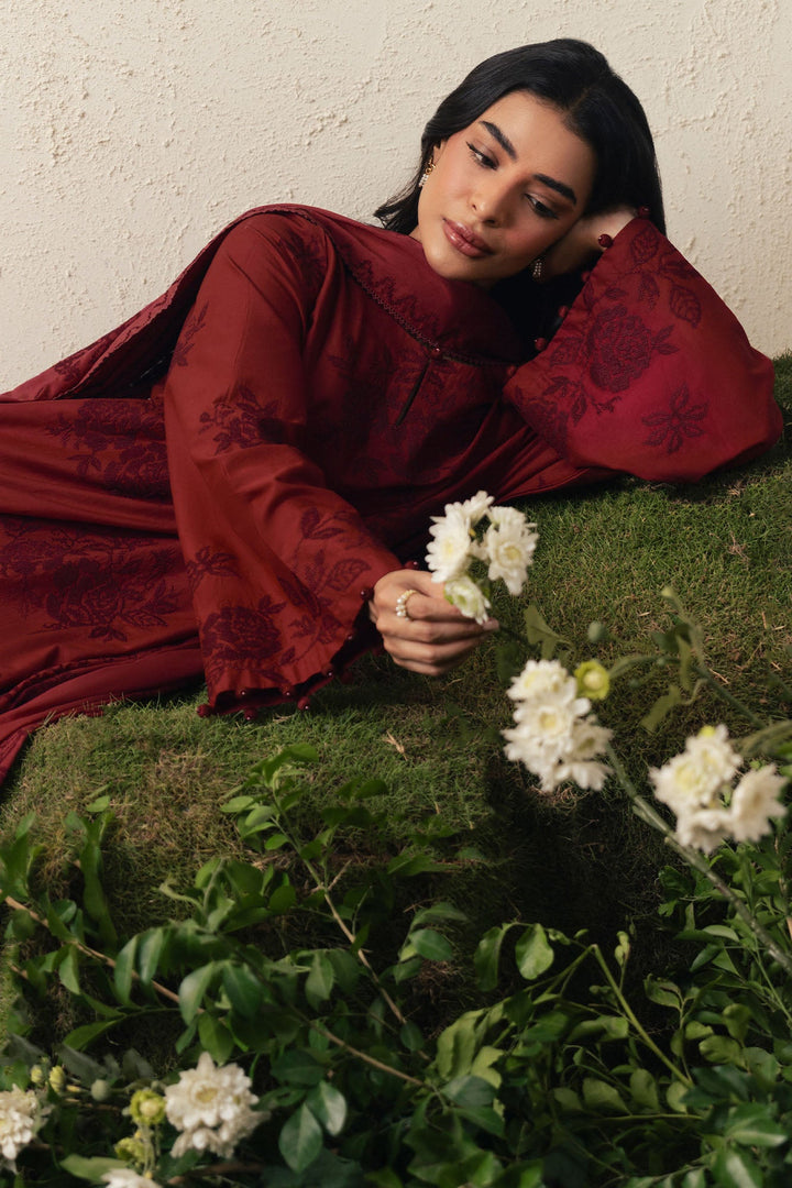 Cross Stitch CRIMSON BLOOM Unstitched Maroon 3 Piece