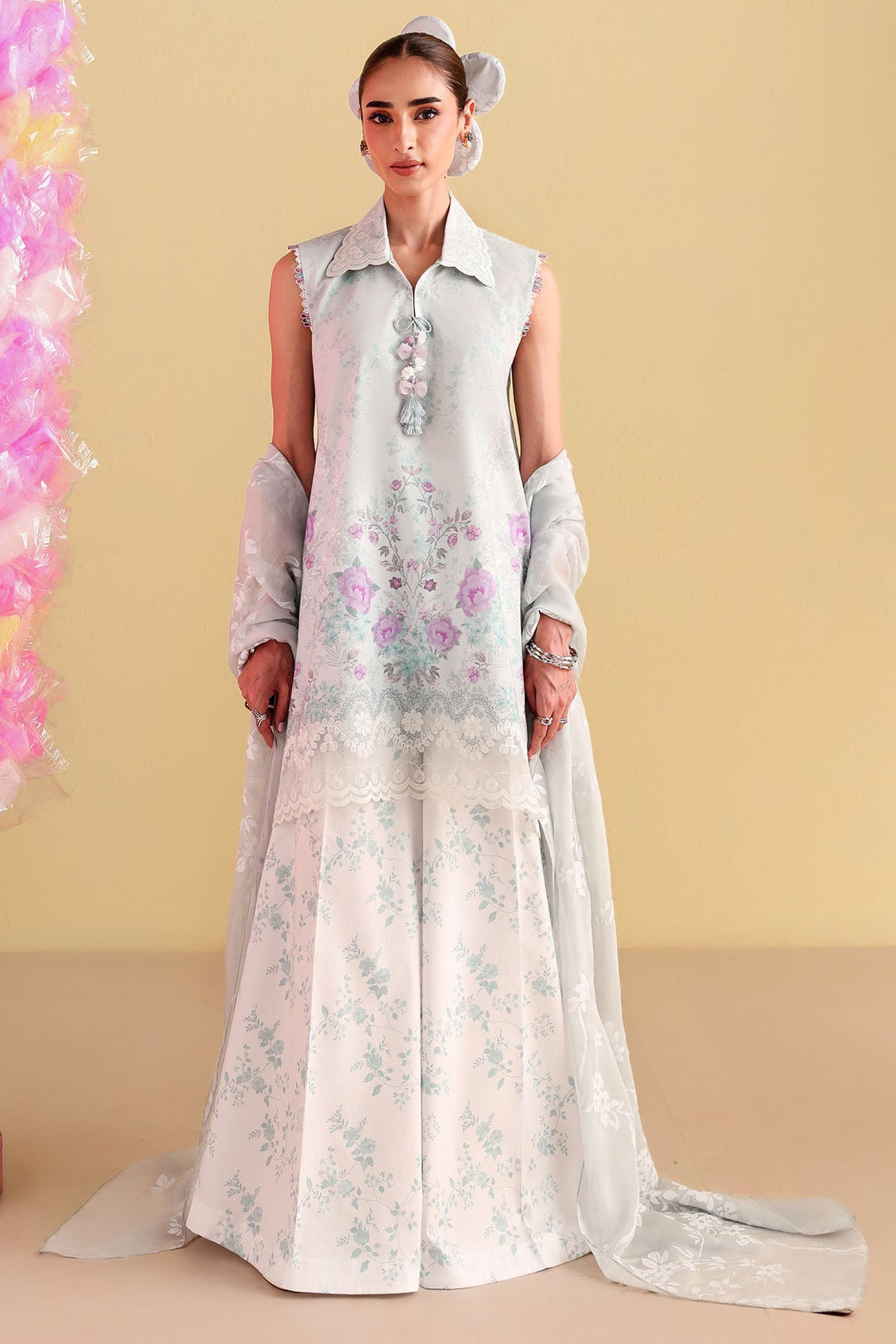 Cross Stitch - Carnation Grace Printed Lawn Unstitch Suit For Women - 3 Piece