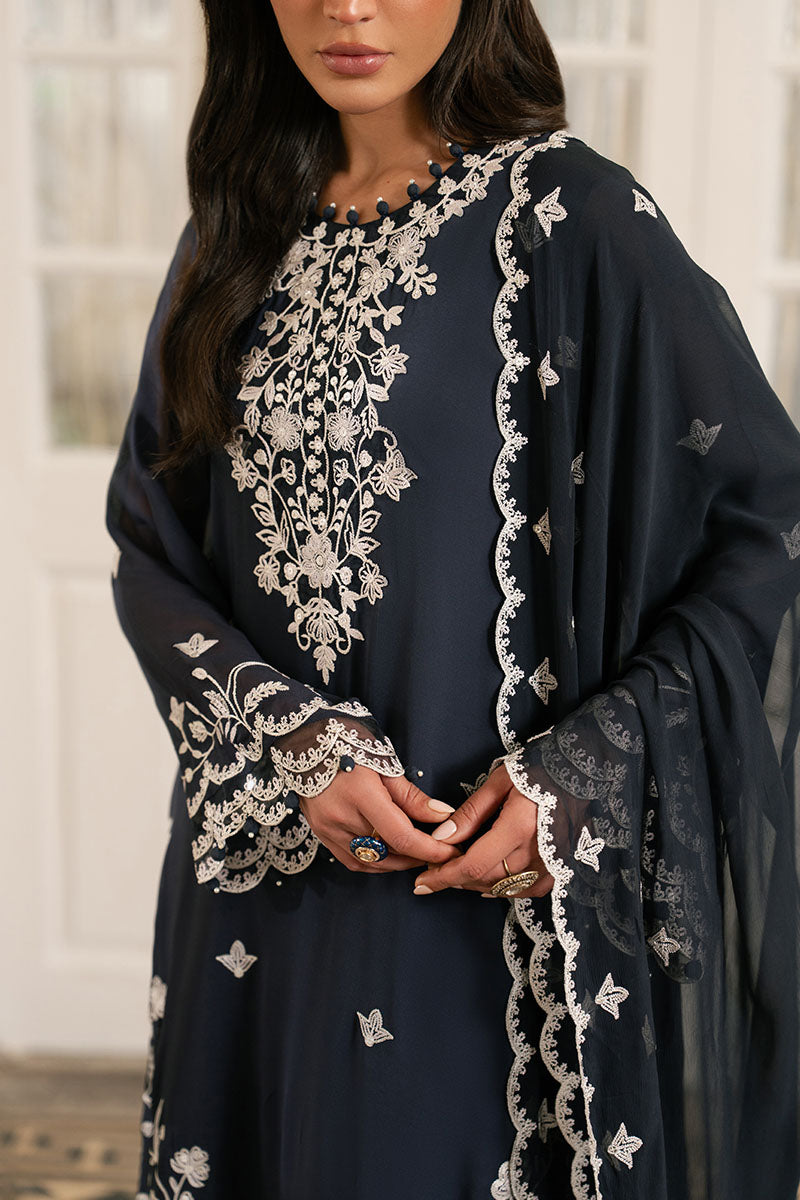Cross Stitch - Cerulean Stitch Chiffon Suit For Women - Blue - 3 Piece