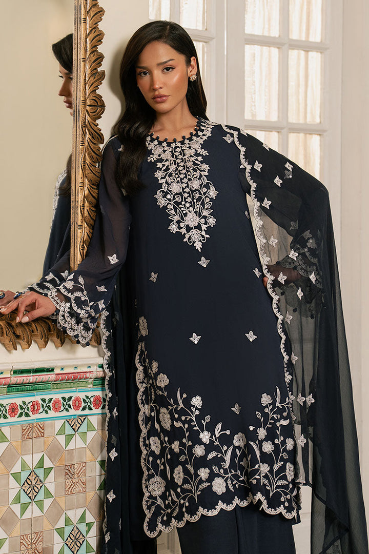 Cross Stitch - Cerulean Stitch Chiffon Suit For Women - Blue - 3 Piece