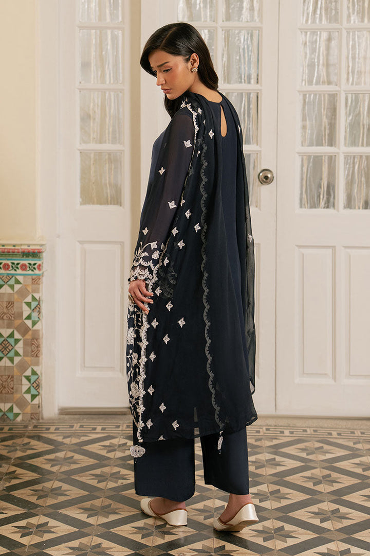 Cross Stitch - Cerulean Stitch Chiffon Suit For Women - Blue - 3 Piece