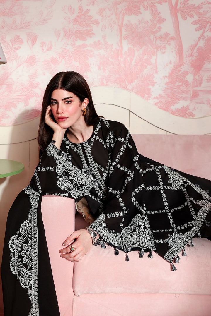 Cross Stitch - Charcoal Charm Printed Lawn Unstitch Suit For Women - 3 Piece
