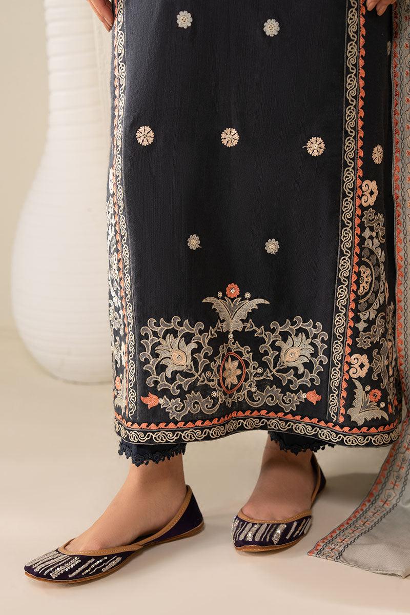 Cross Stitch - Cherry Wood Slub Khaddar Suit For Women - Blue - 2 Piece