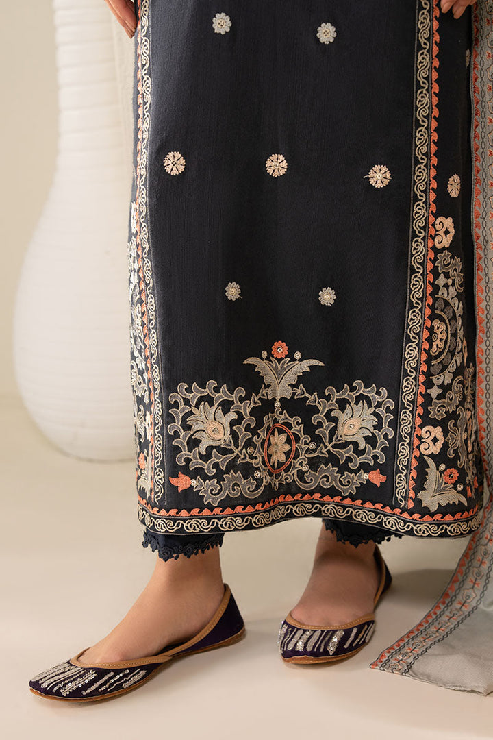 Cross Stitch - Cherry Wood Slub Khaddar Suit For Women - Blue - 2 Piece
