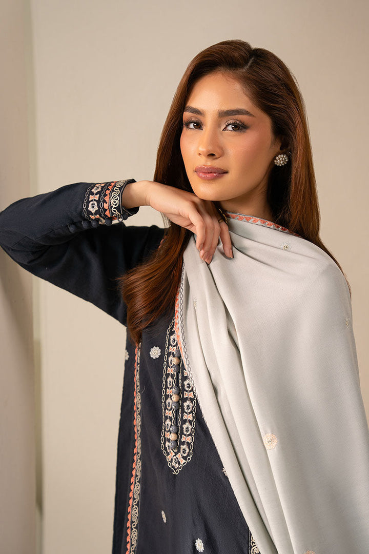 Cross Stitch - Cherry Wood Slub Khaddar Suit For Women - Blue - 2 Piece