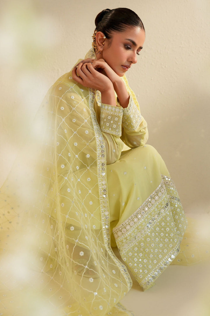 Cross Stitch - Chiffon Citrus Bloom Suit For Women - Green - 3 Piece