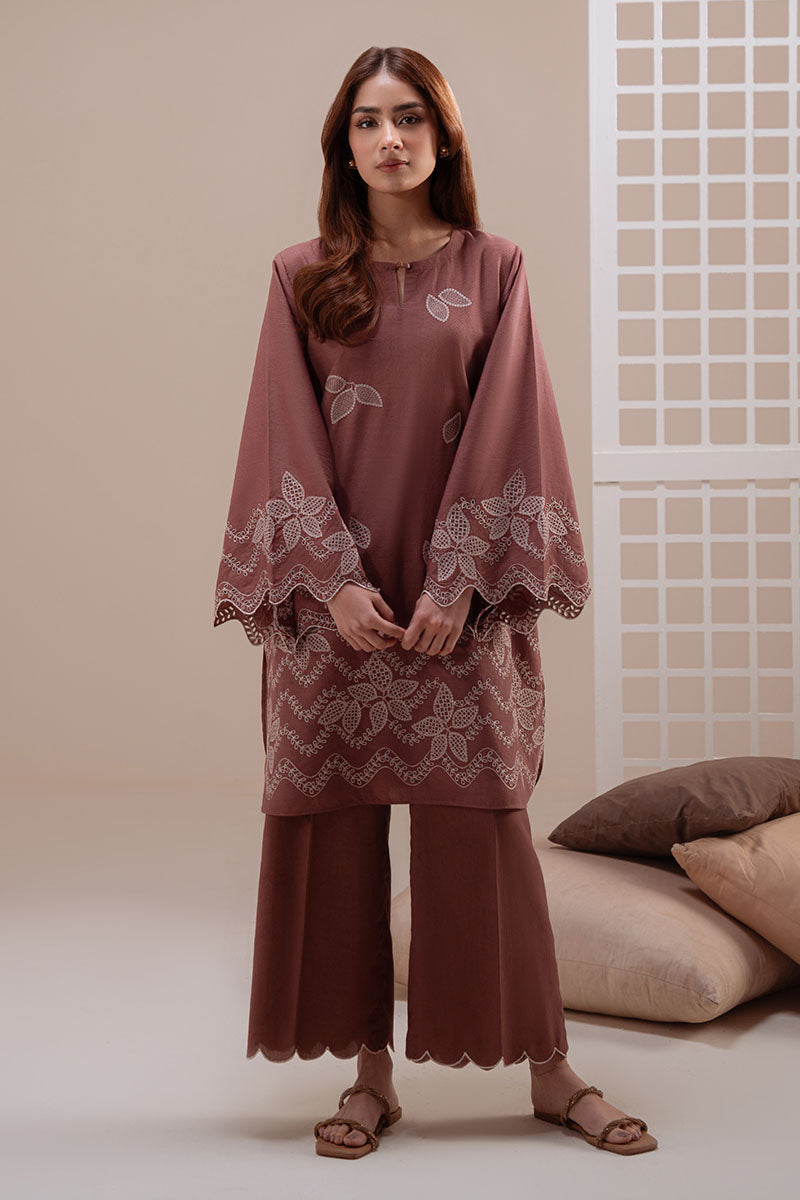 Cross Stitch - Coco Bloom Lawn Suit For Women - Brown - 2 Piece