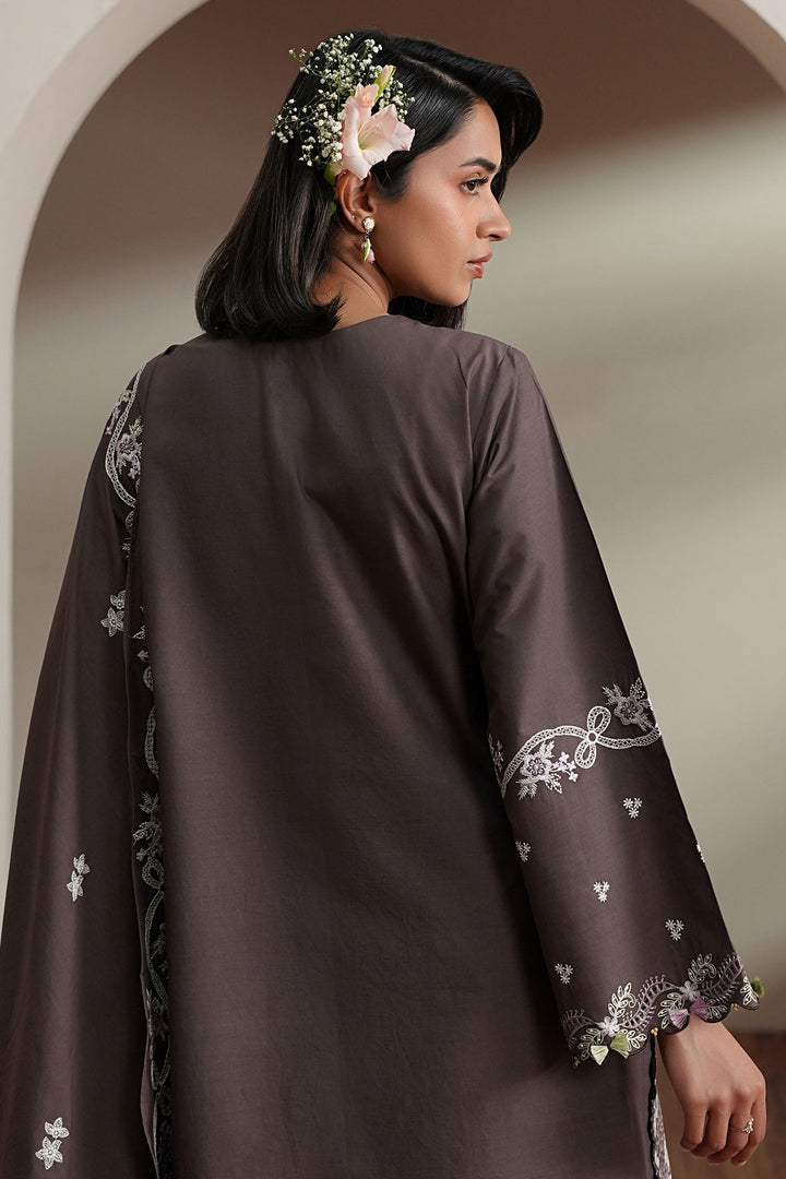 Cross Stitch - Cocoa Whisper Embroidered Lawn Unstitch Suit For Women - 3 Piece