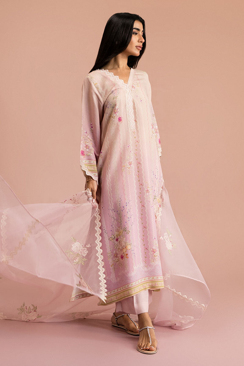 Cross Stitch - Coral Dream Silk Suit For Women - Pink - 2 Piece
