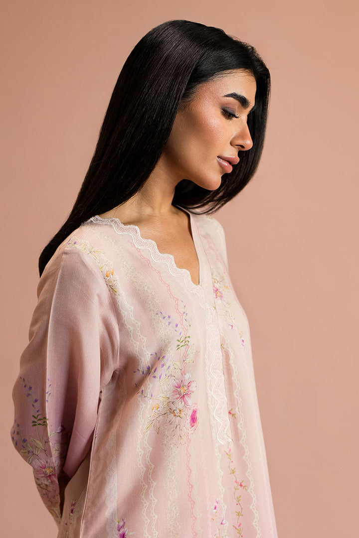 Cross Stitch - Coral Dream Silk Suit For Women - Pink - 2 Piece