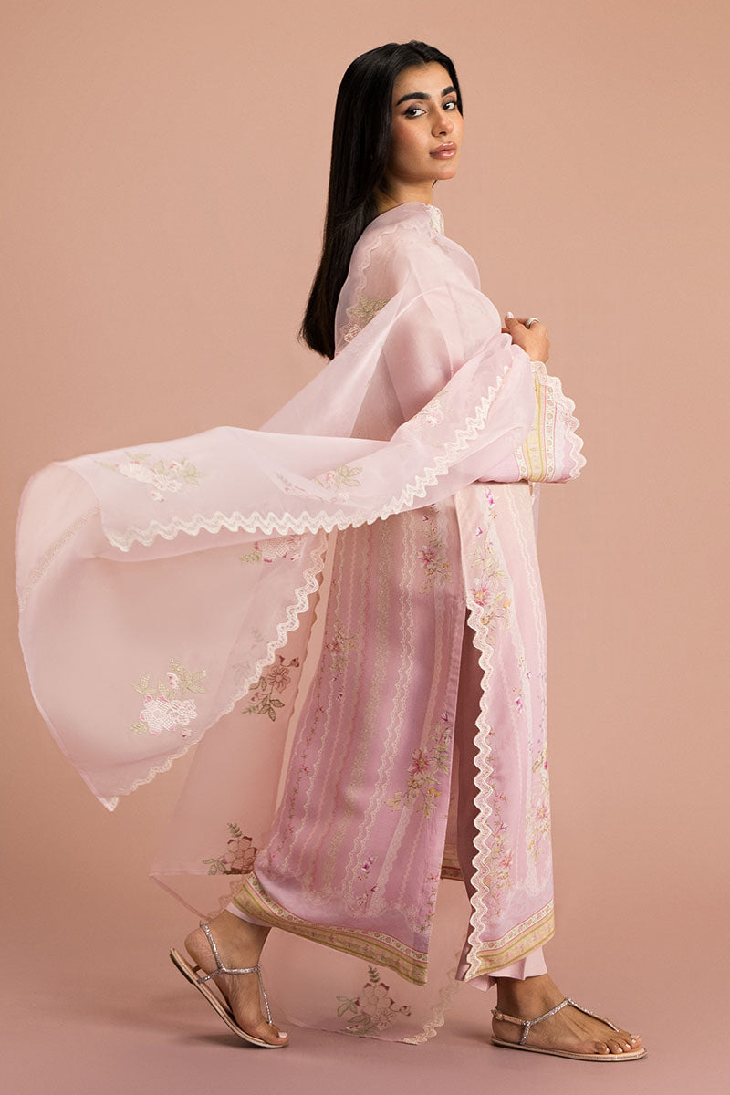 Cross Stitch - Coral Dream Silk Suit For Women - Pink - 2 Piece