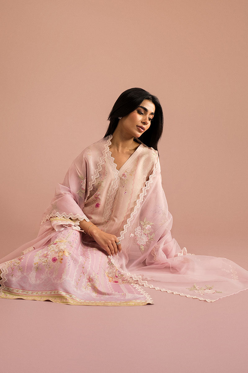 Cross Stitch - Coral Dream Silk Suit For Women - Pink - 2 Piece
