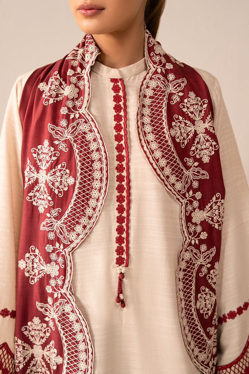Cross Stitch - Crimson Blush Slub Khaddar Suit For Women - Beige - 2 Piece