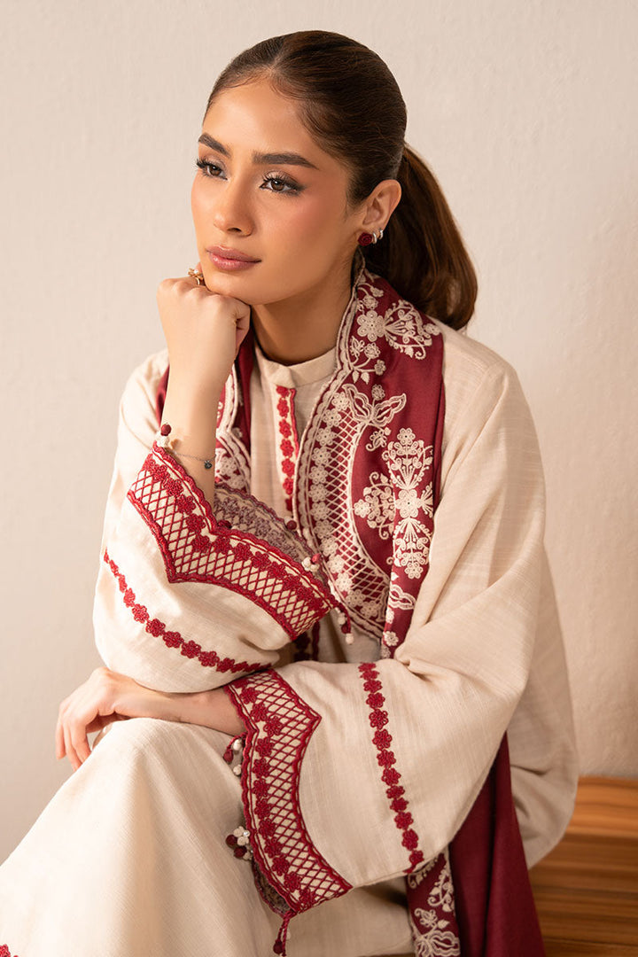 Cross Stitch - Crimson Blush Slub Khaddar Suit For Women - Beige - 2 Piece