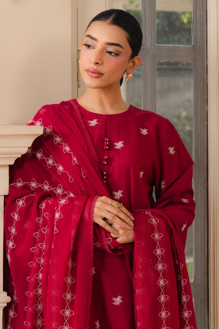 Cross Stitch - Crimson Boudoir Cambric Suit For Women - Pink - 2 Piece