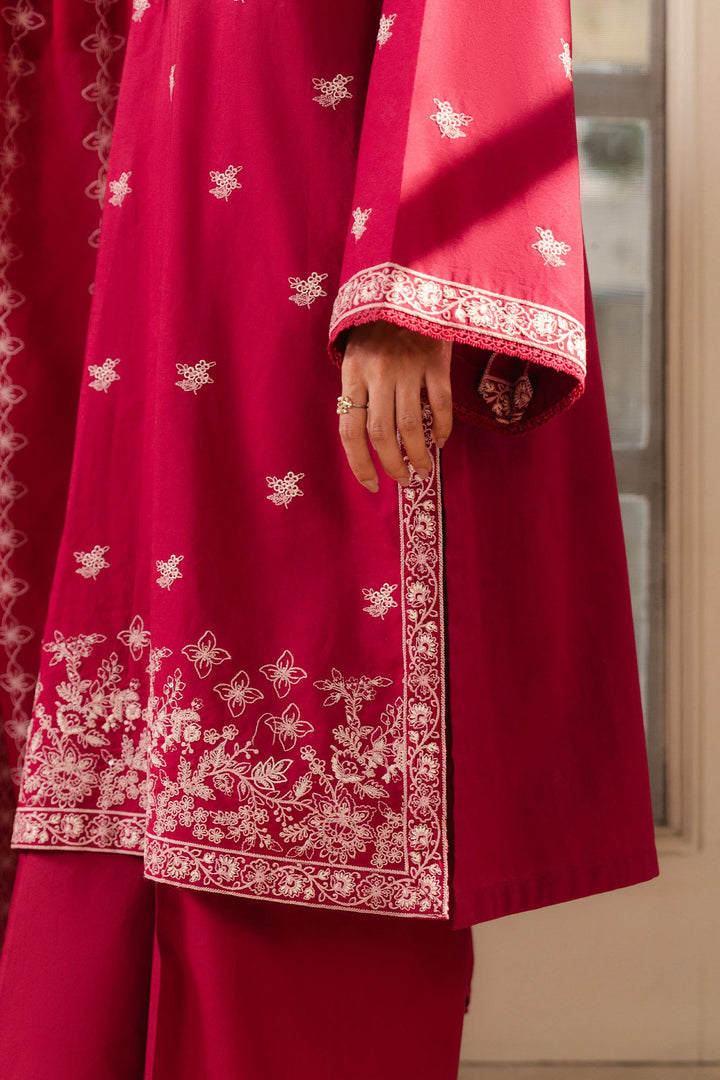 Cross Stitch - Crimson Boudoir Cambric Suit For Women - Pink - 2 Piece