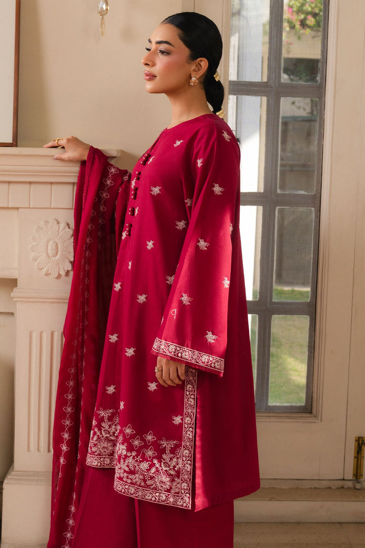 Cross Stitch - Crimson Boudoir Cambric Suit For Women - Pink - 2 Piece