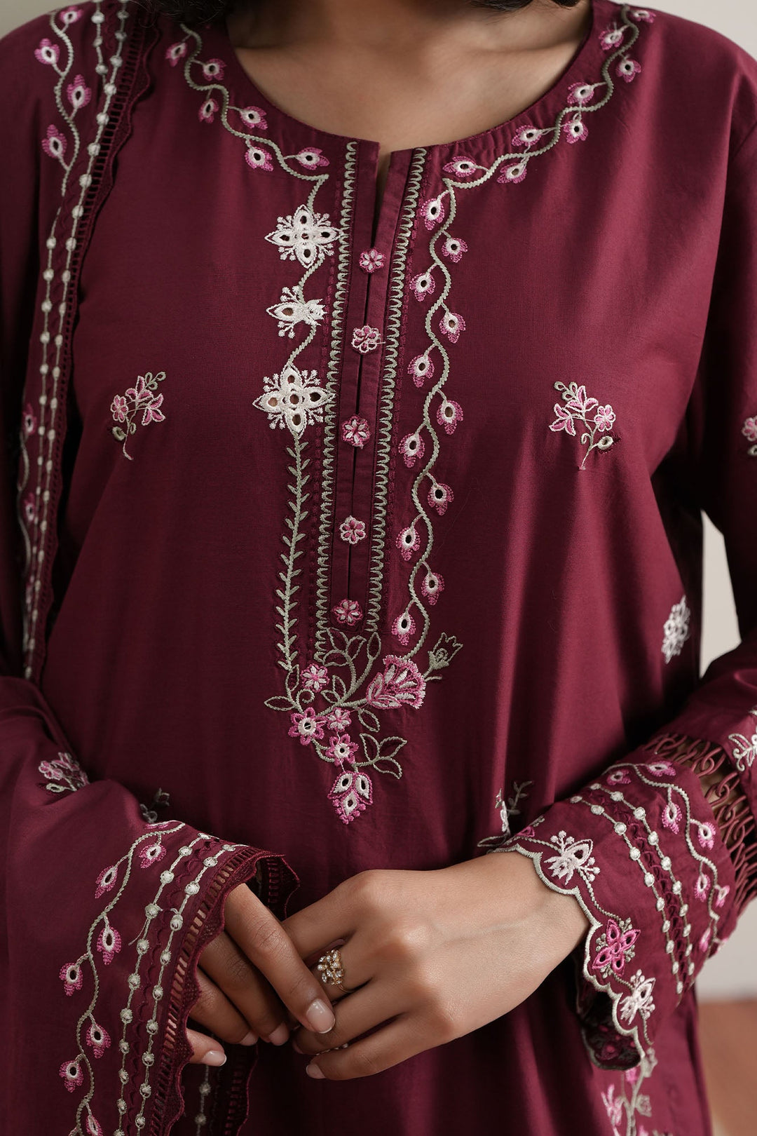 Cross Stitch - Crimson Majesty Embroidered Lawn Unstitch Suit For Women - 3 Piece