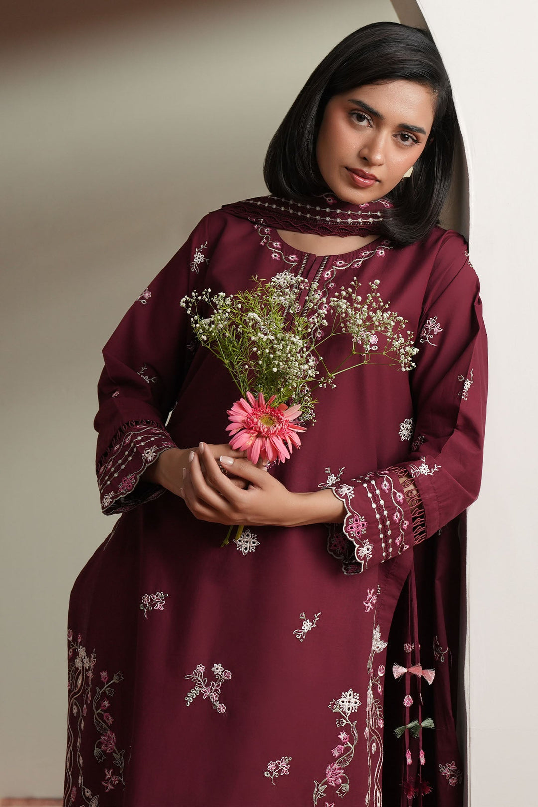 Cross Stitch - Crimson Majesty Embroidered Lawn Unstitch Suit For Women - 3 Piece