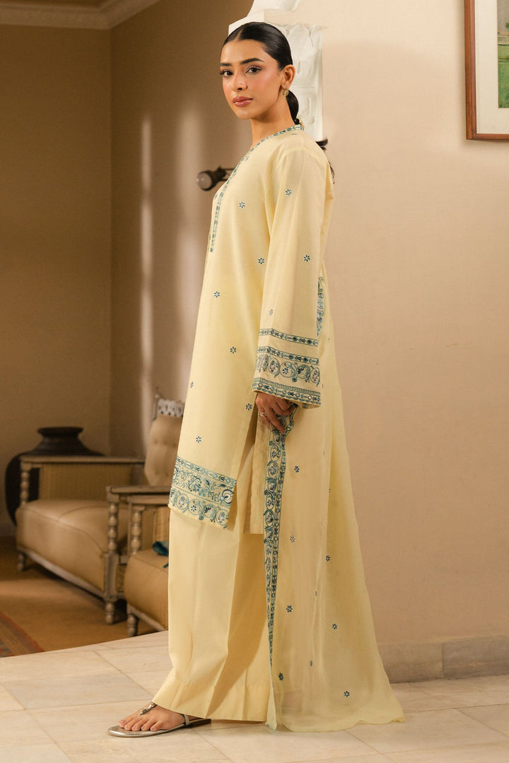 Cross Stitch - Dahlia Cambric Suit For Women - Yellow - 2 Piece