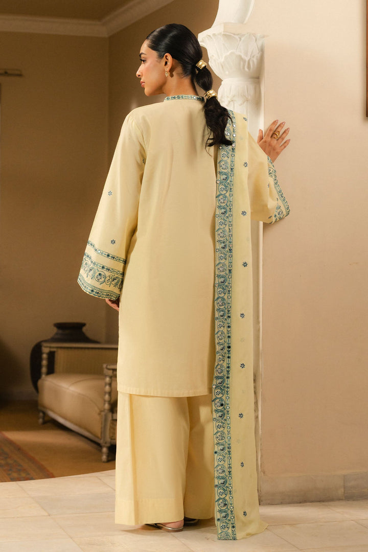 Cross Stitch - Dahlia Cambric Suit For Women - Yellow - 2 Piece