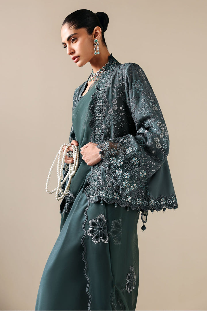 Cross Stitch - Dark Sea Silk Suit For Women - 3 Piece