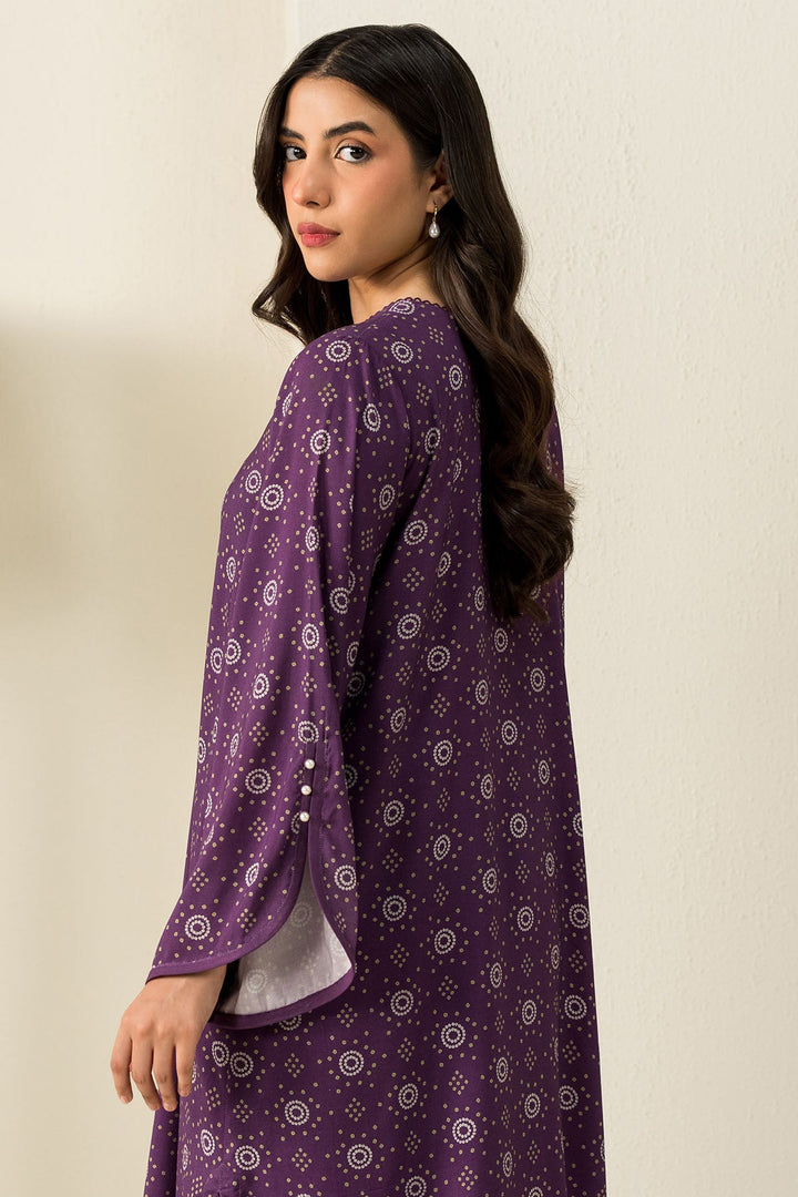 Cross Stitch - Deep Mauve - 2 Piece -  Linen Printed Suit - Unstitch