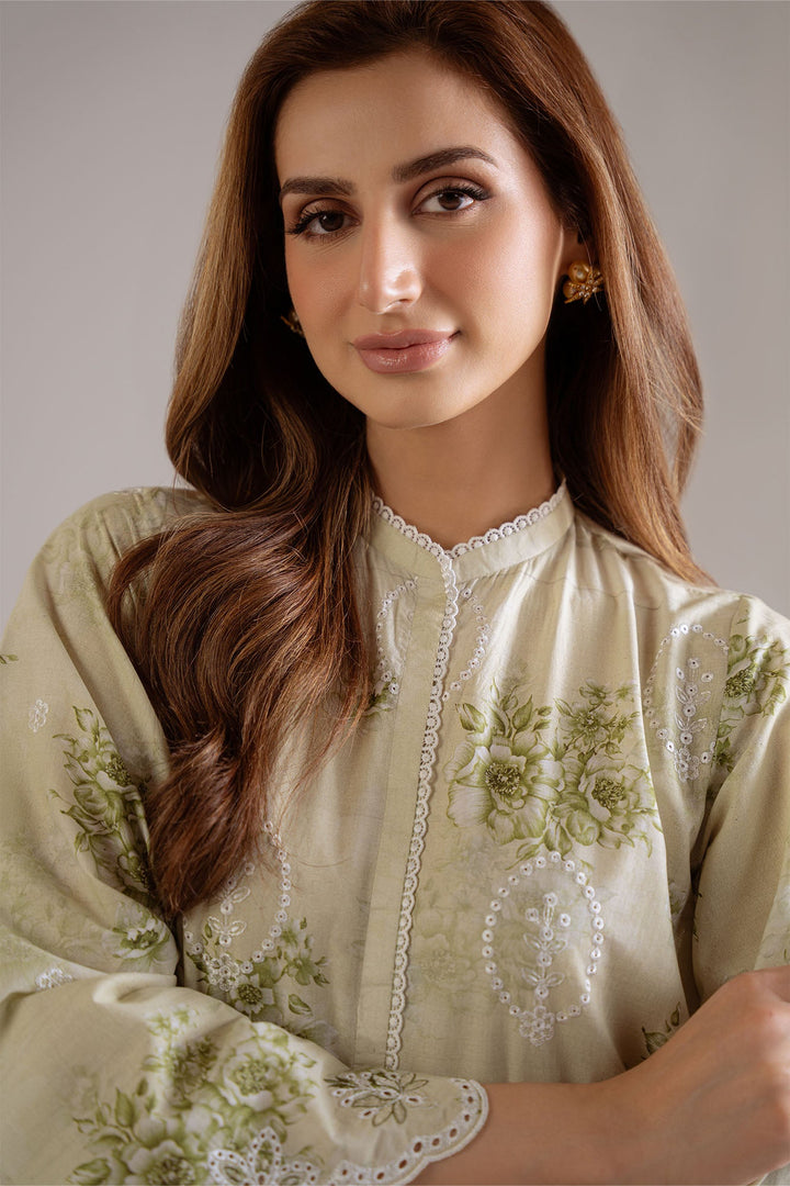 Cross Stitch - Dewy Meadow Cambric Suit For Women - Green - 2 Piece